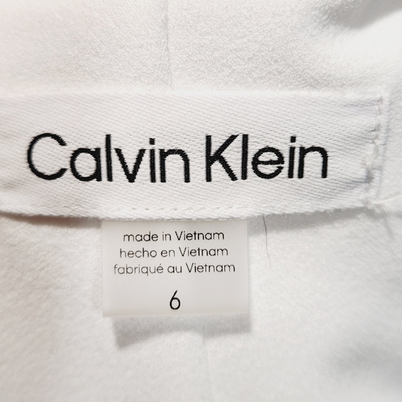 Calvin Klein Side Button Midi Flared Flowy Dress In Cream Size: 4 - Picture 13 of 14